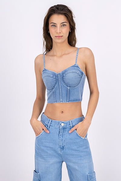 Top crop denim copas sold by Shasa