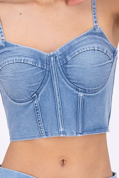 Top crop denim copas sold by Shasa product image thumbnail 5