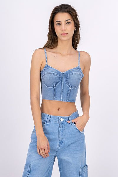 Top crop denim copas sold by Shasa product image thumbnail 2