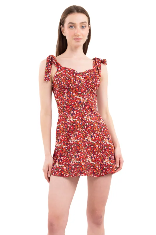 Vestido mini flores moños sold by Shasa