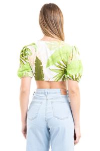 Top crop manga abullonada tropical sold by Shasa
