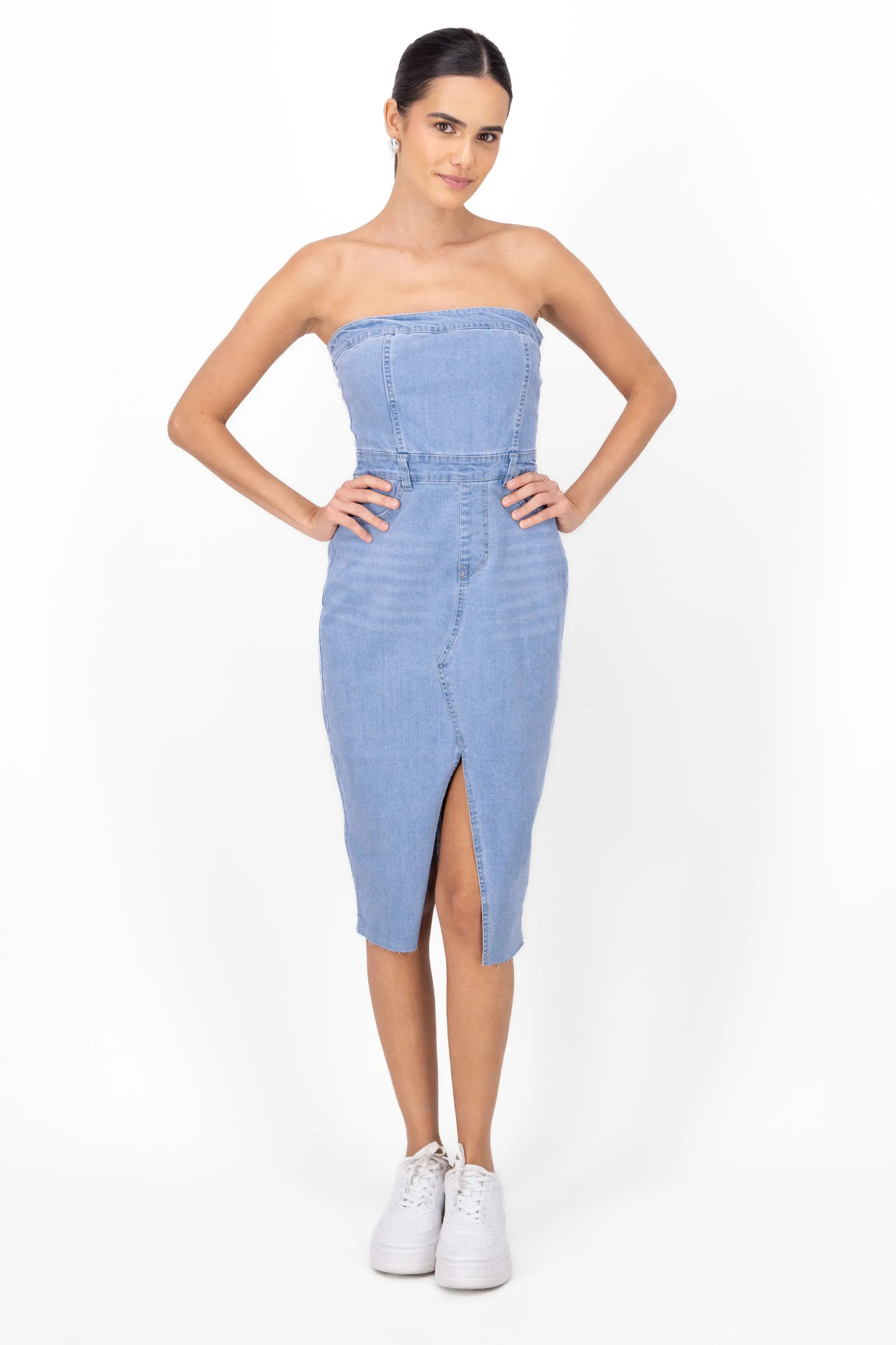Vestido strapless denim sold by Shasa product image thumbnail 2