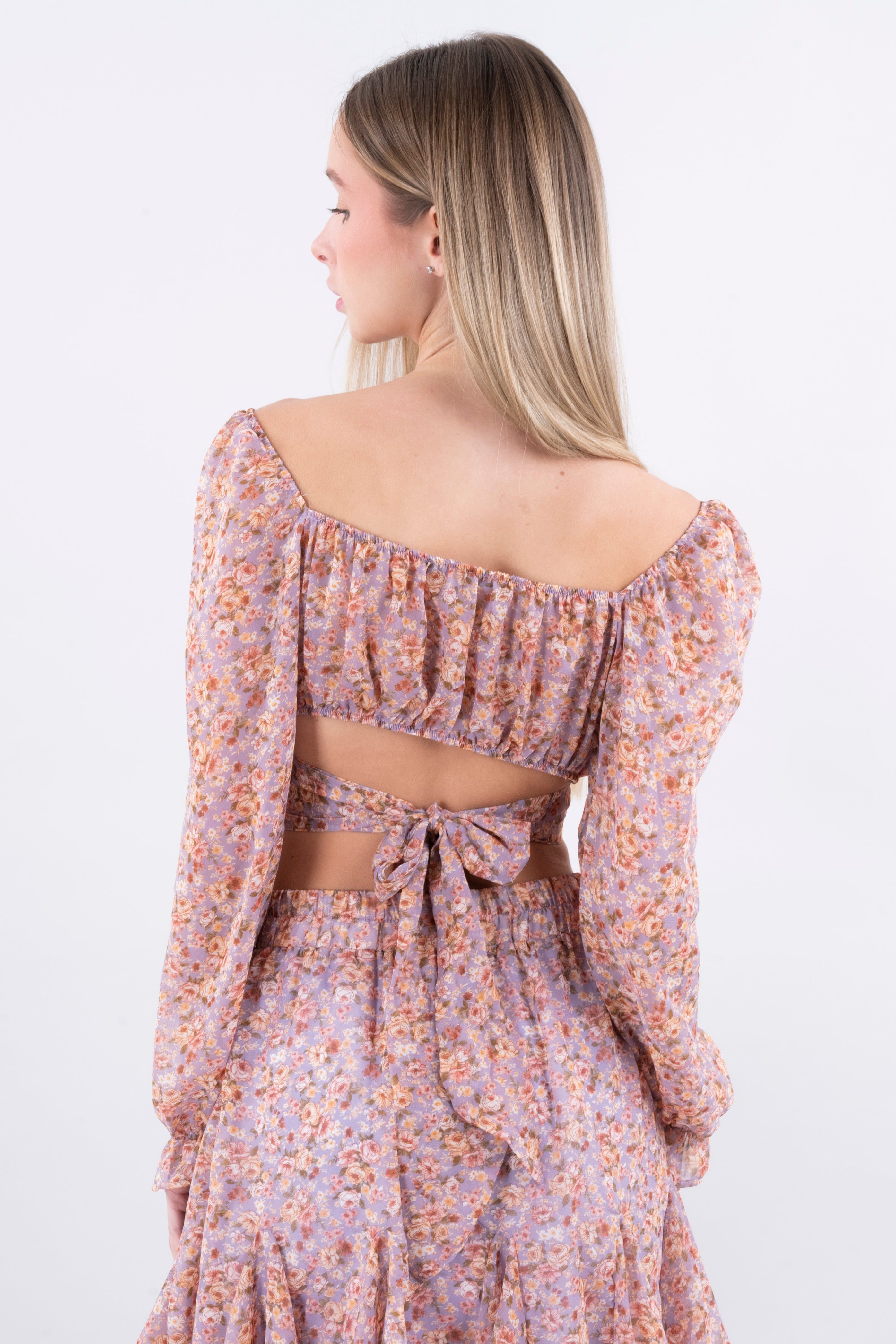 Blusa crop flores manga olanes sold by Shasa product image thumbnail 4