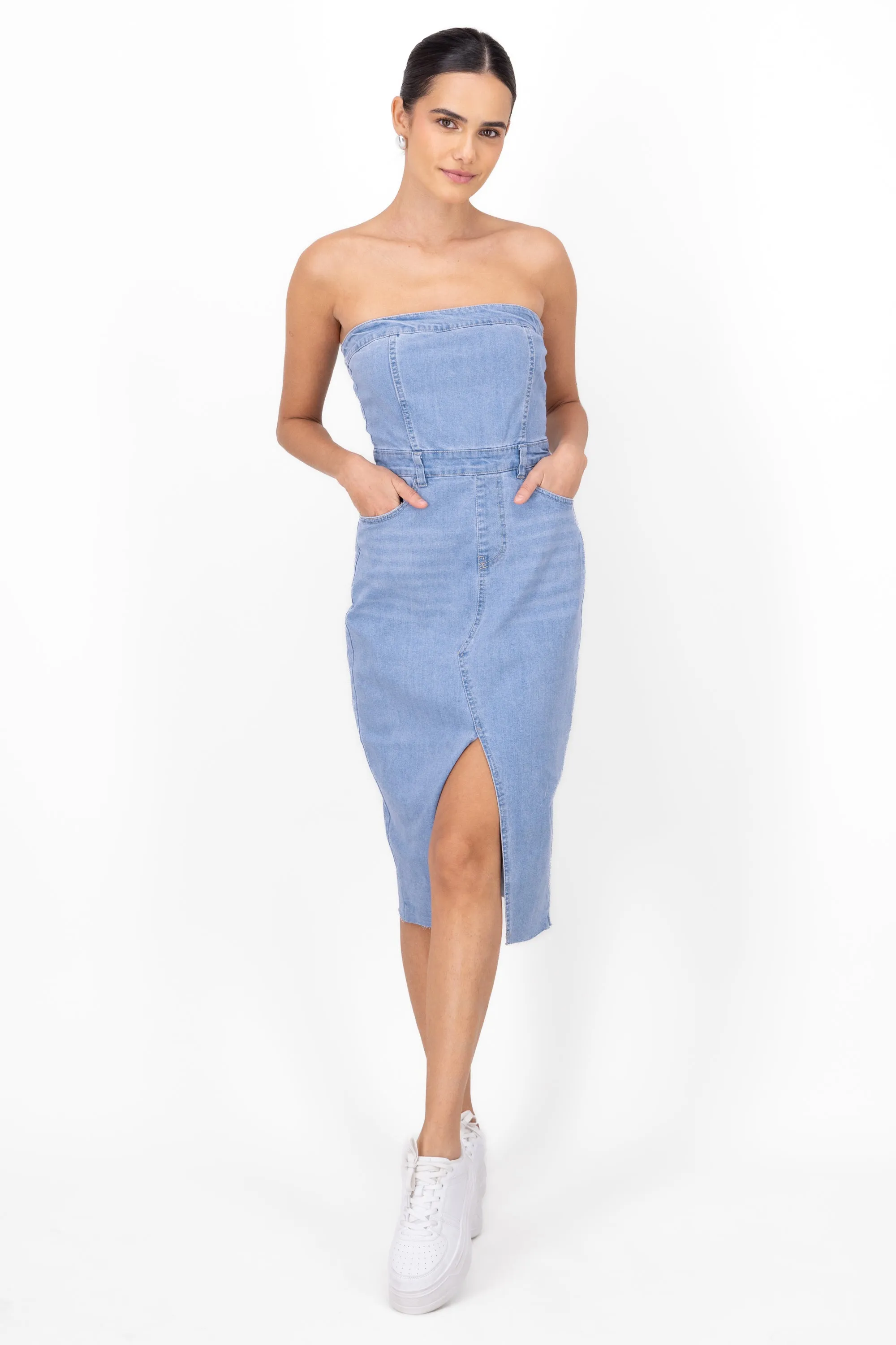Vestido strapless denim sold by Shasa
