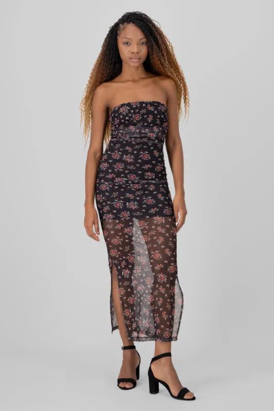 Vestido midi strapless mesh sold by Shasa
