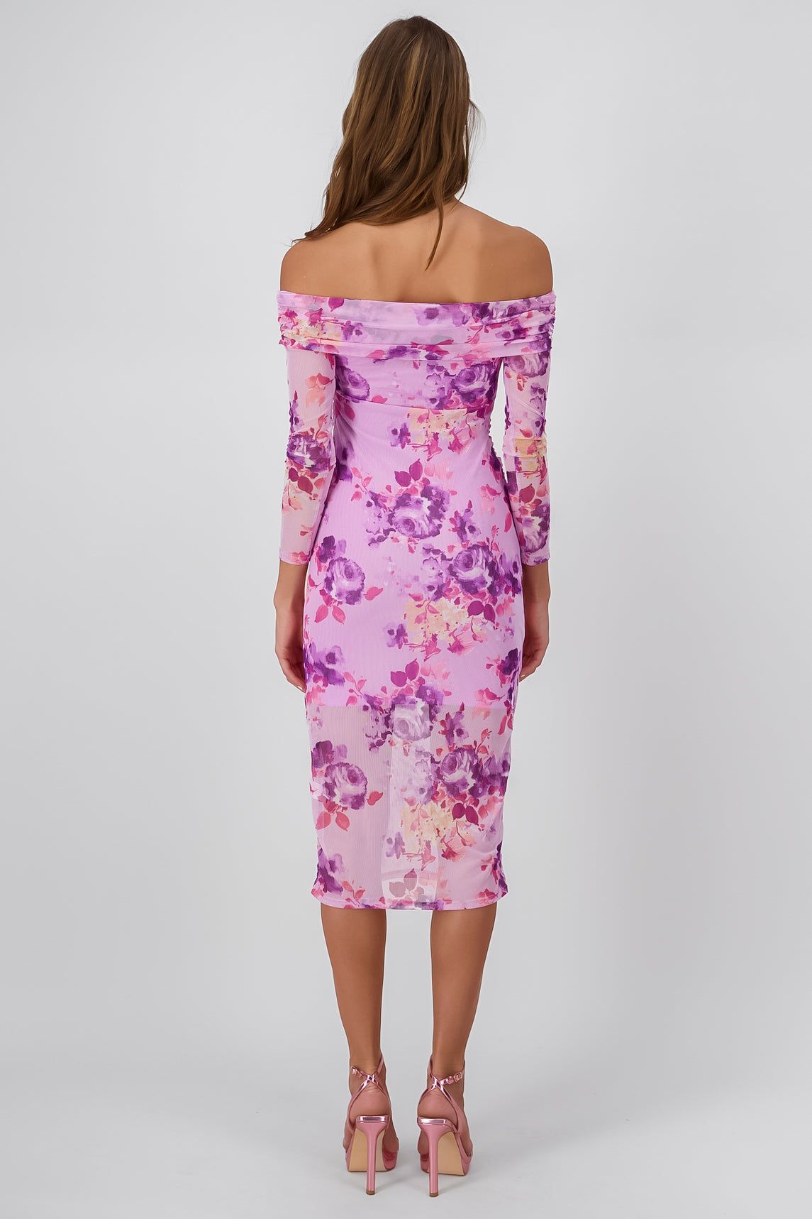 Vestido sin hombros de mesh flores sold by Shasa product image thumbnail 4