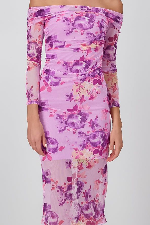 Vestido sin hombros de mesh flores sold by Shasa product image thumbnail 5