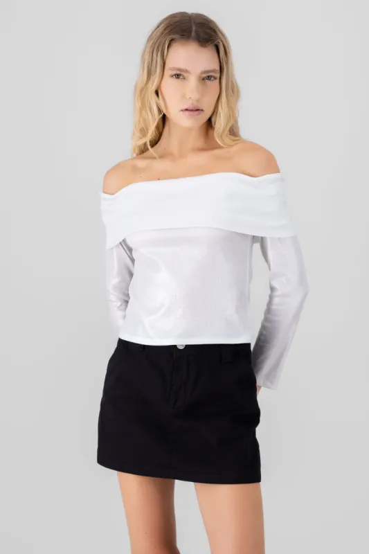 Top off shoulder manga larga detalle foil sold by Shasa