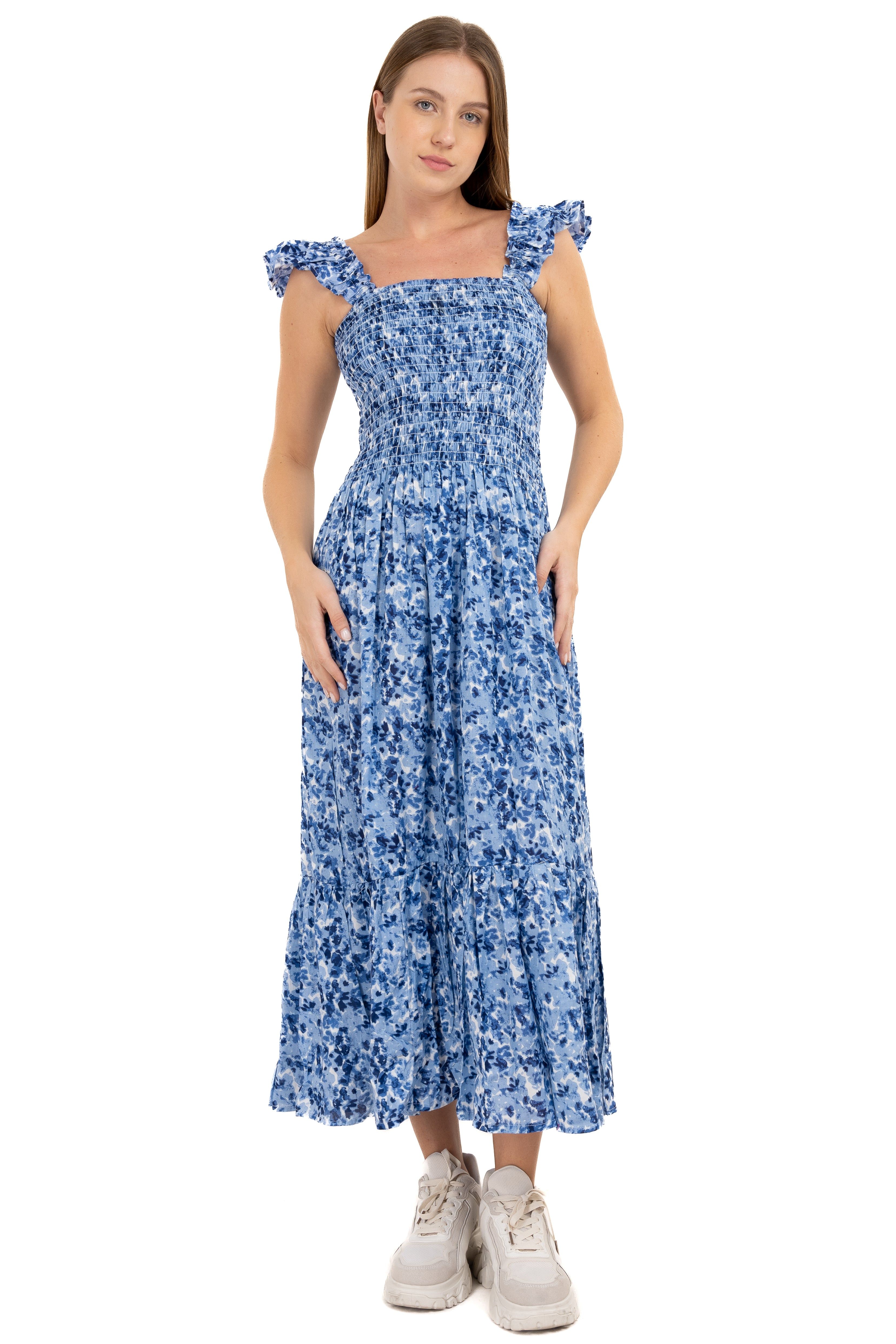 Vestido maxi smock flores sold by Shasa