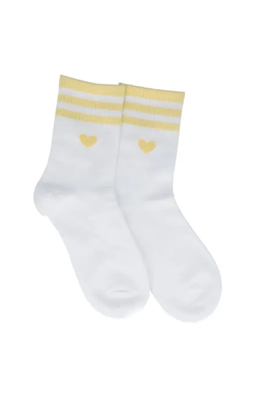 Calcetas rayas corazones sold by Shasa