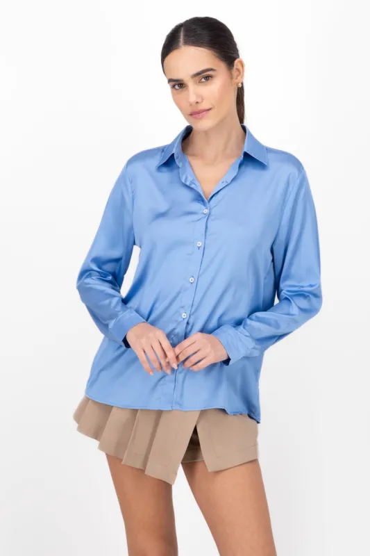Camisa satin manga larga sold by Shasa