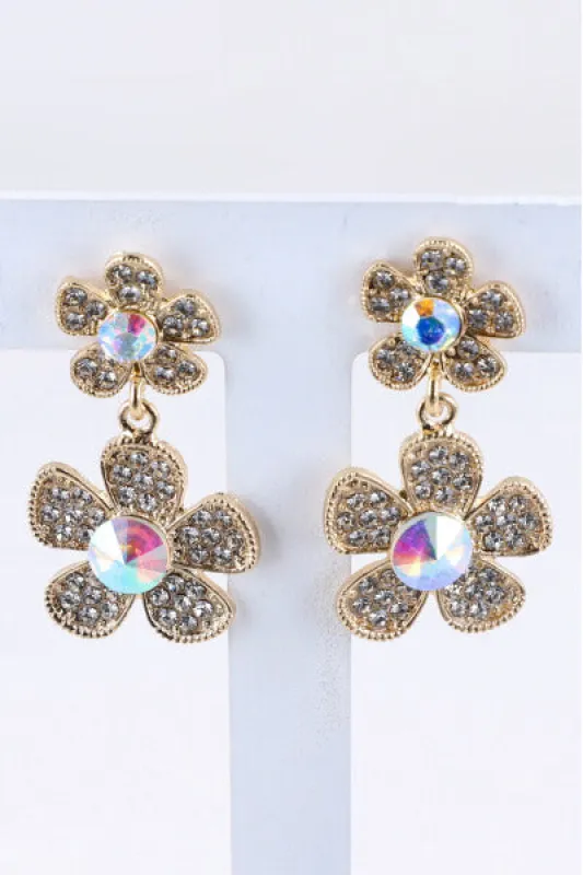 Aretes Doble Flor Brillos sold by Shasa