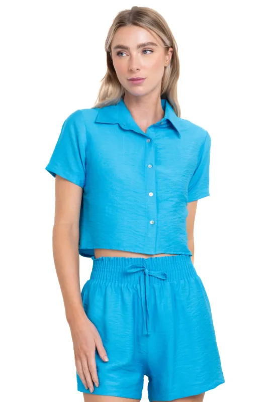 Camisa crop manga corta sold by Shasa