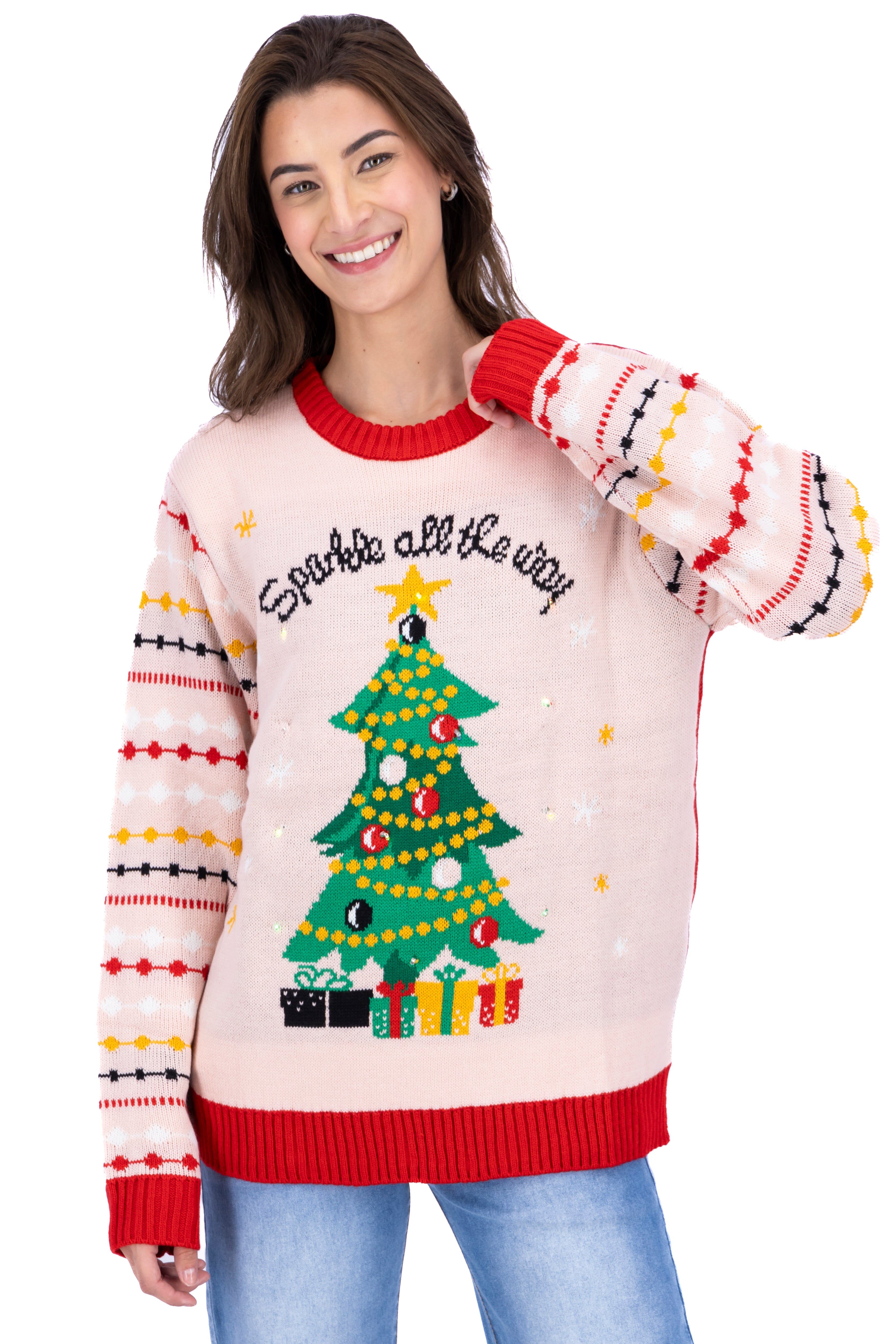 Suéter navideño pino luces sold by Shasa