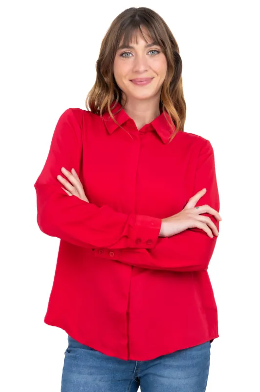 Camisa puños plisados satín sold by Shasa