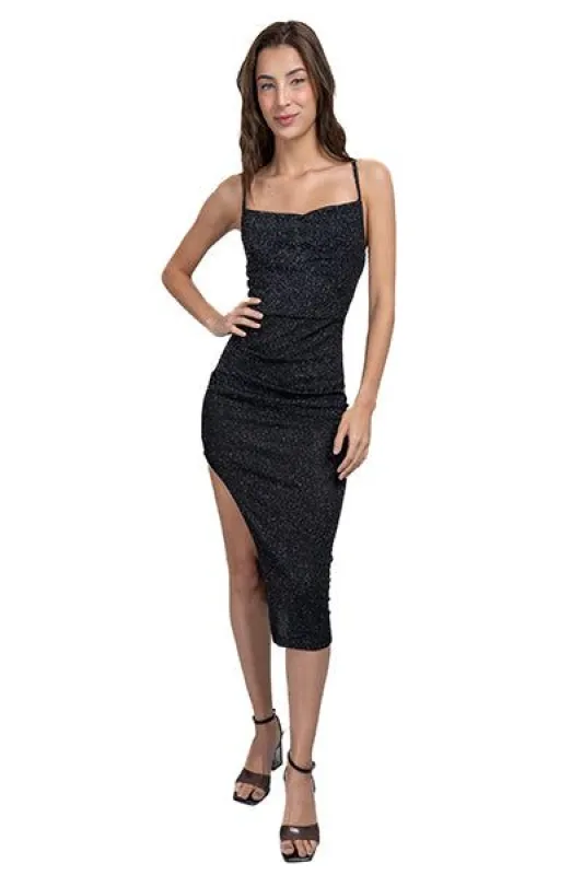 Vestido midi textura brillos sold by Shasa