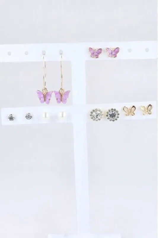 Set 6 Pares Aretes Mariposa sold by Shasa