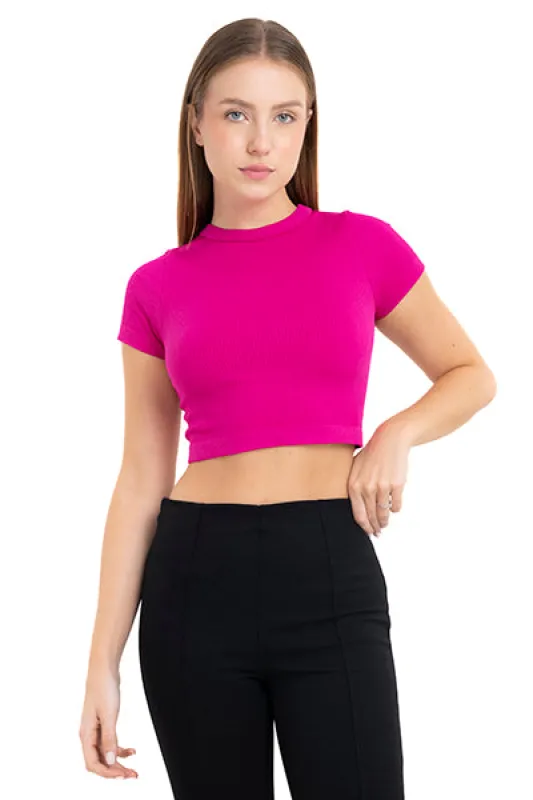 Top Crop Acanalado Manga Corta sold by Shasa