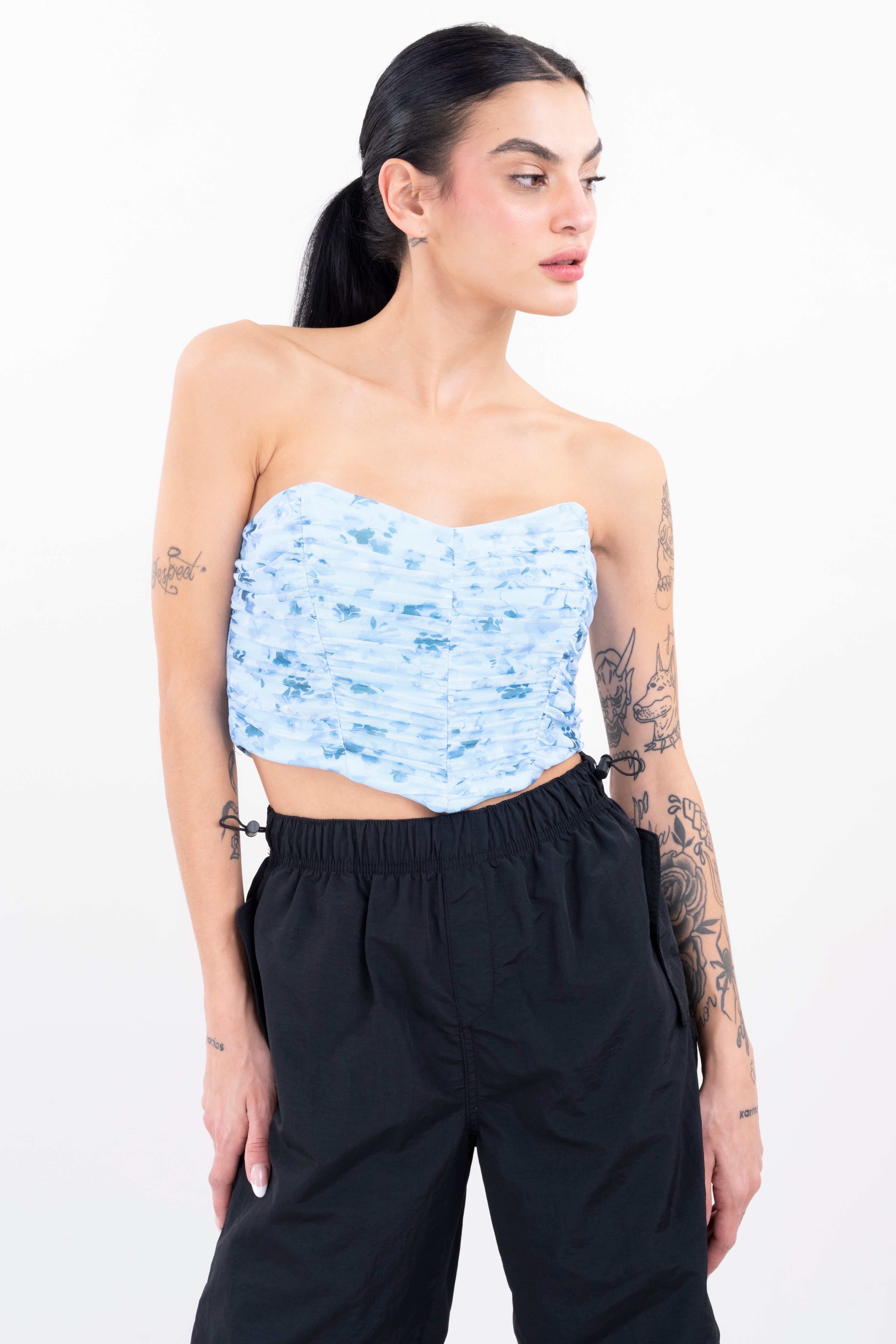 Top crop bustier strapless flores sold by Shasa product image thumbnail 2