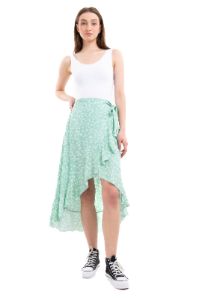 Falda midi cruzada flores sold by Shasa