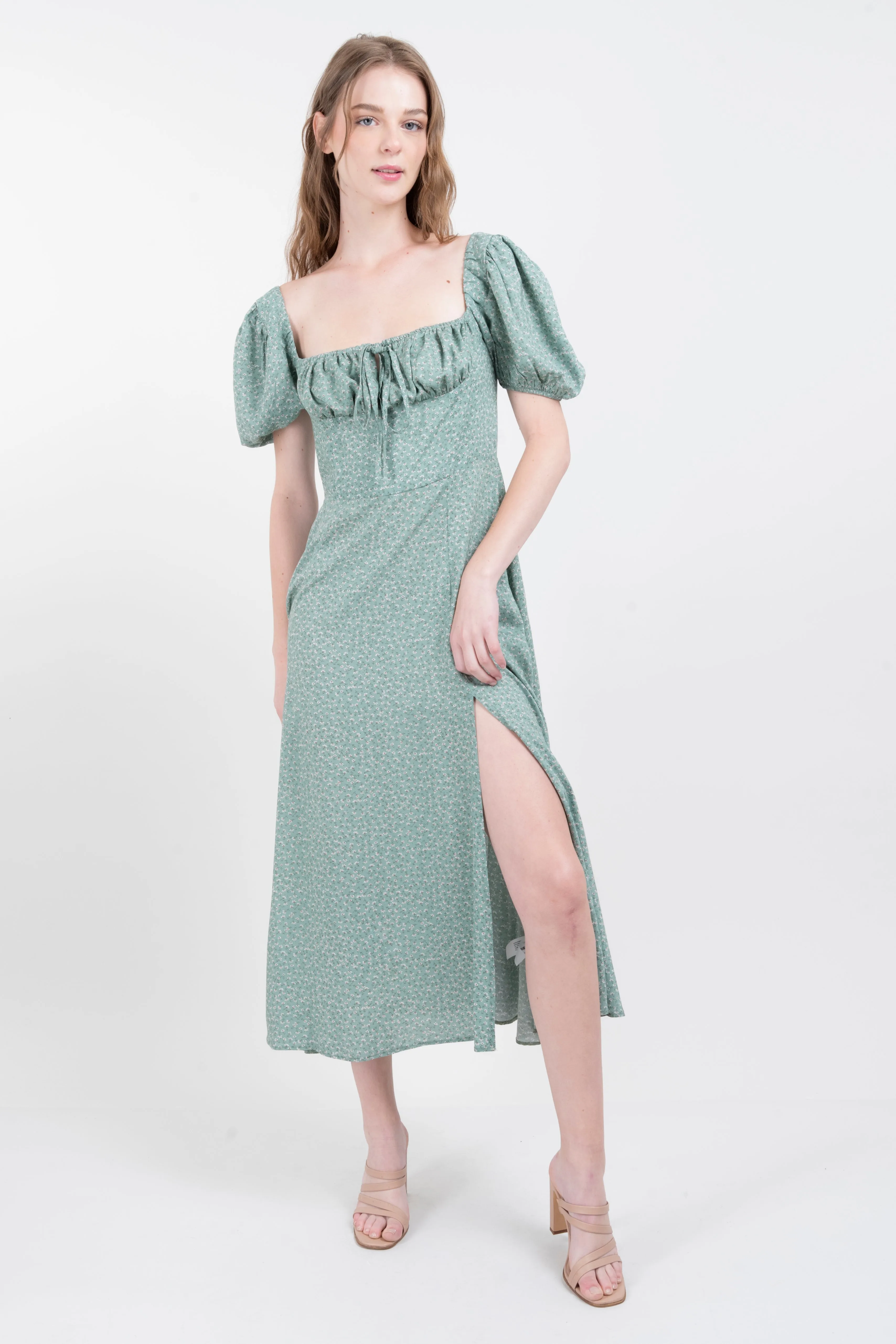 Vestido maxi manga abullonada flores sold by Shasa product image thumbnail 2