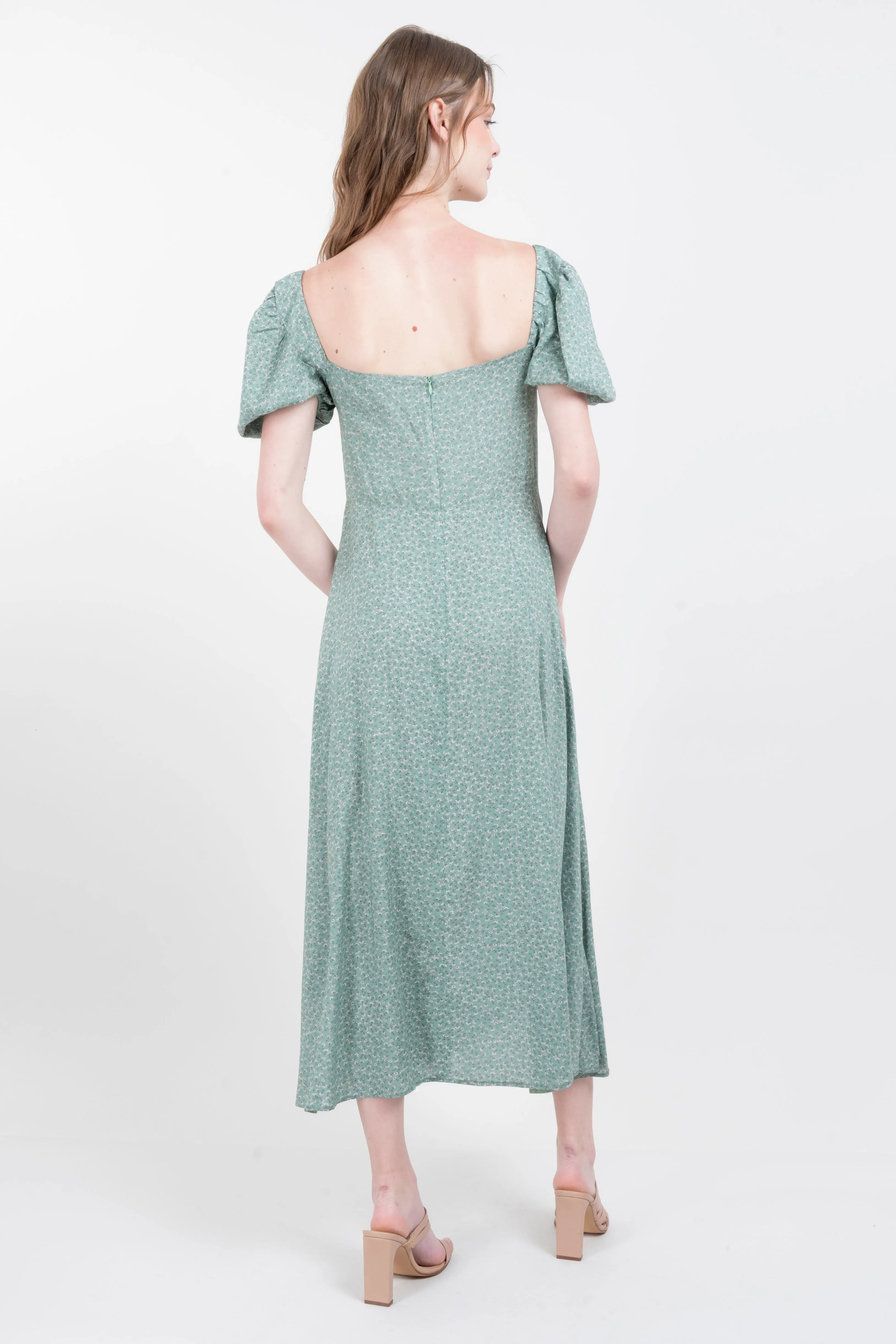 Vestido maxi manga abullonada flores sold by Shasa product image thumbnail 4