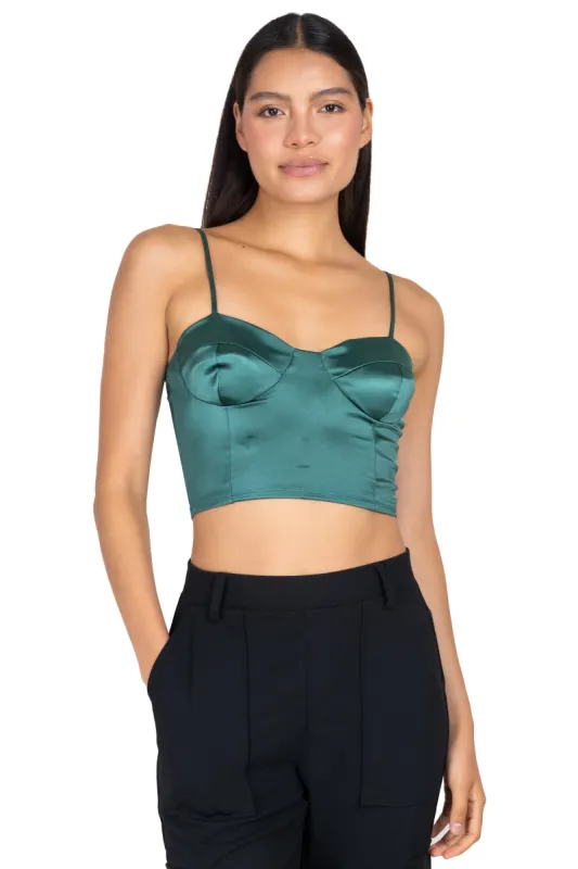 【COLOR iN ID】Tone satin crop zip-up Two Tone Satin Zippered Crop Top | Parallel