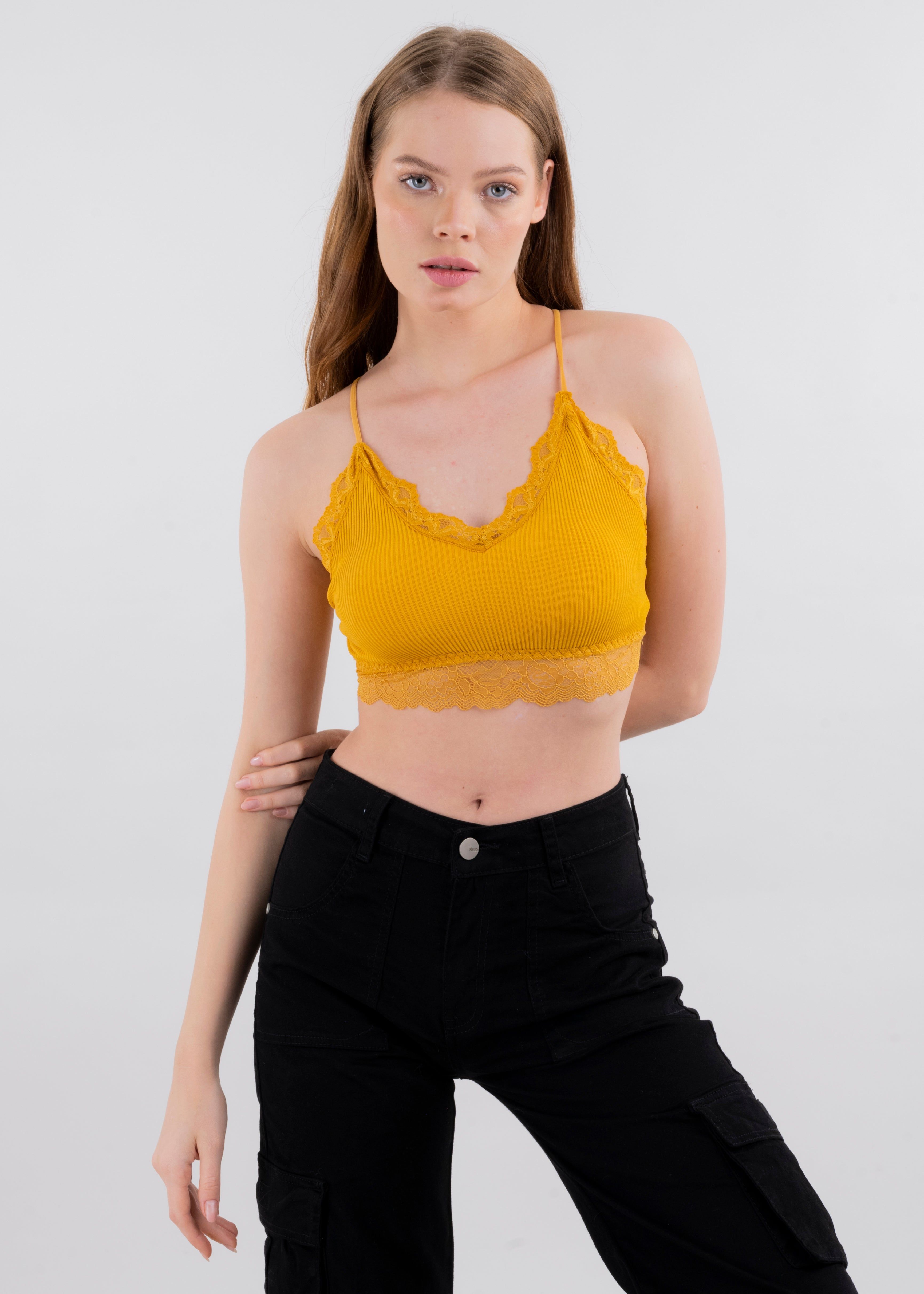 Bralette acanalado encaje sold by Shasa