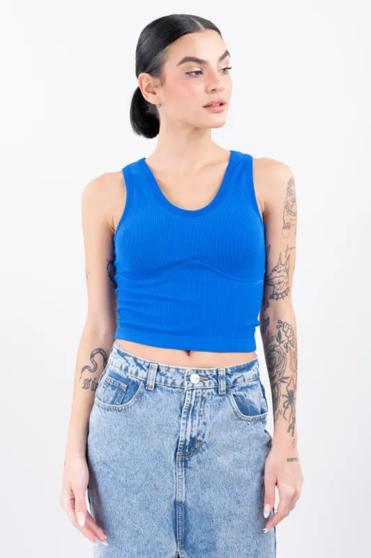 Top cuello tank acanalado sold by Shasa