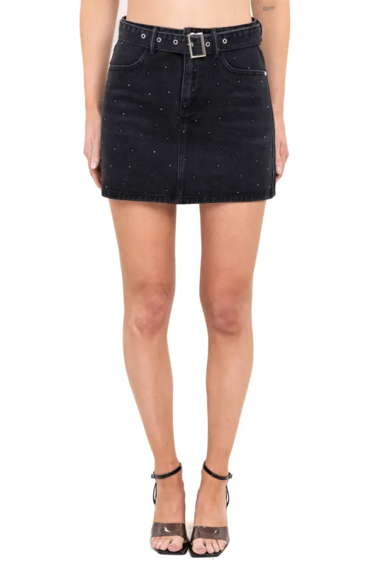 Falda mini denim brillos sold by Shasa