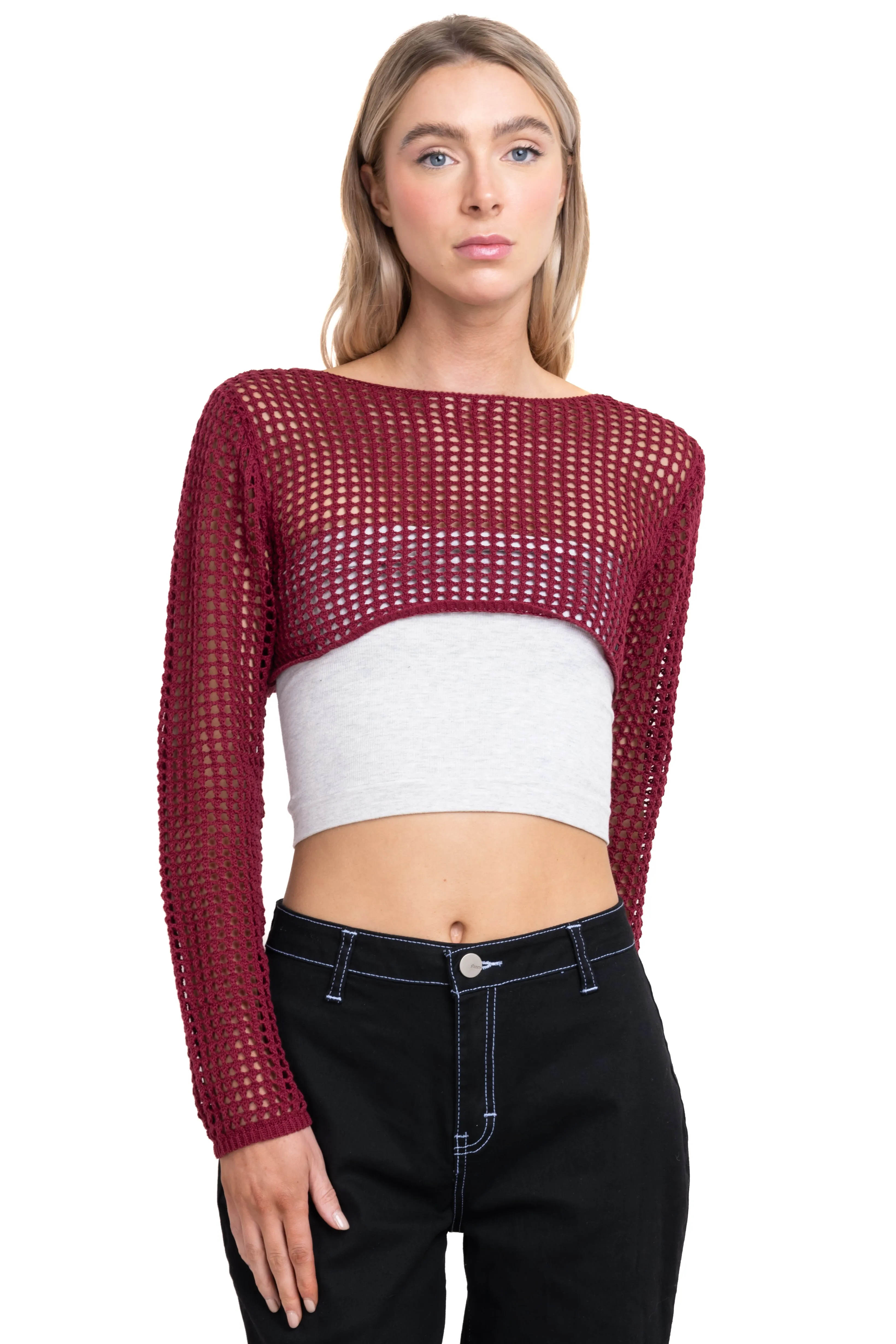 Suéter crop tejido red sold by Shasa