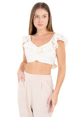 Top crop manga corta olanes sold by Shasa