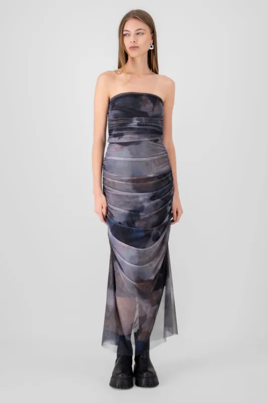 Vestido maxi mesh drapeado sold by Shasa
