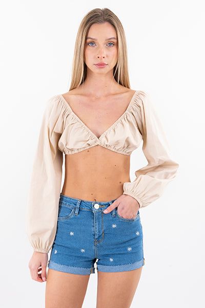 Blusa crop elástico manga abullonada sold by Shasa product image thumbnail 2