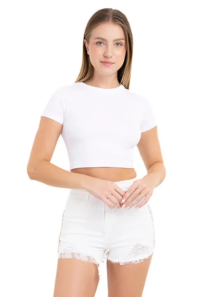 Top Crop Acanalado Manga Corta sold by Shasa