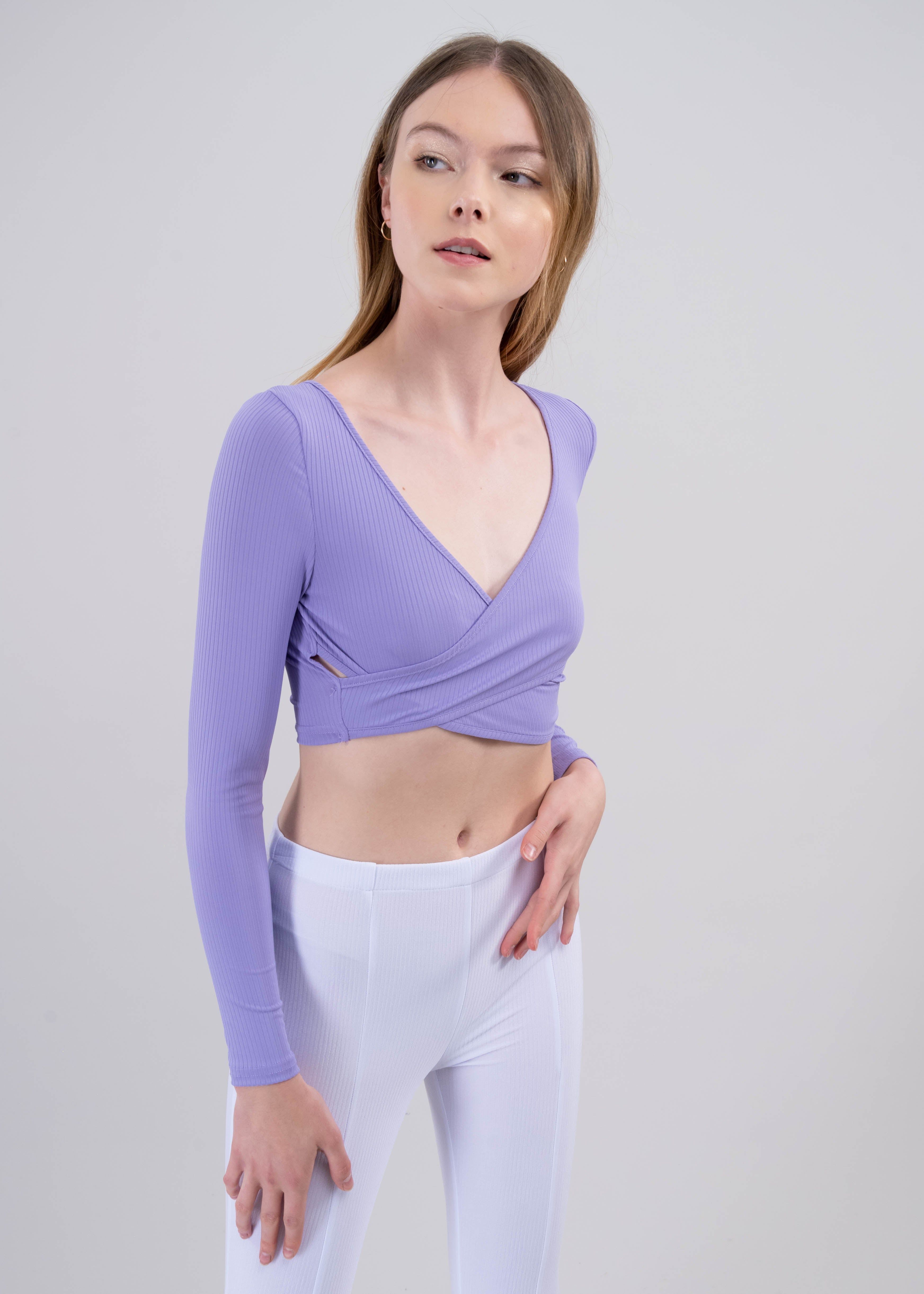 Top cruzado acanalado cuello v manga larga sold by Shasa product image thumbnail 5