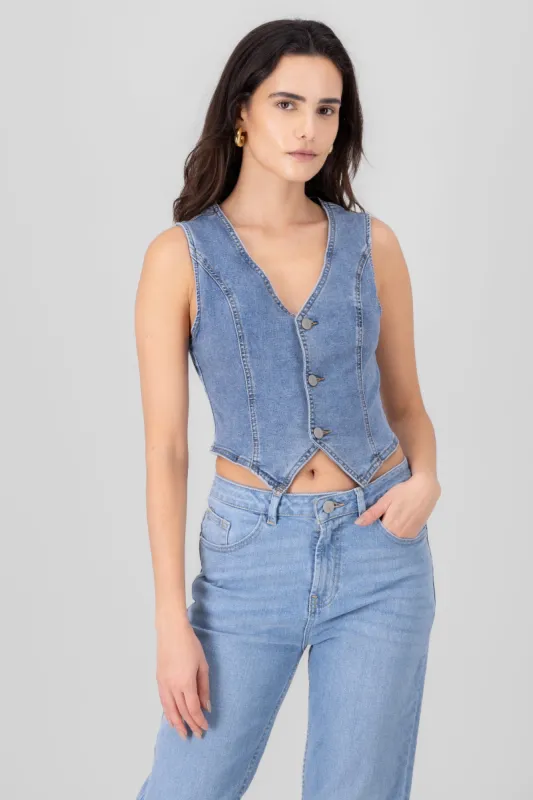 Chaleco sastre denim sold by Shasa