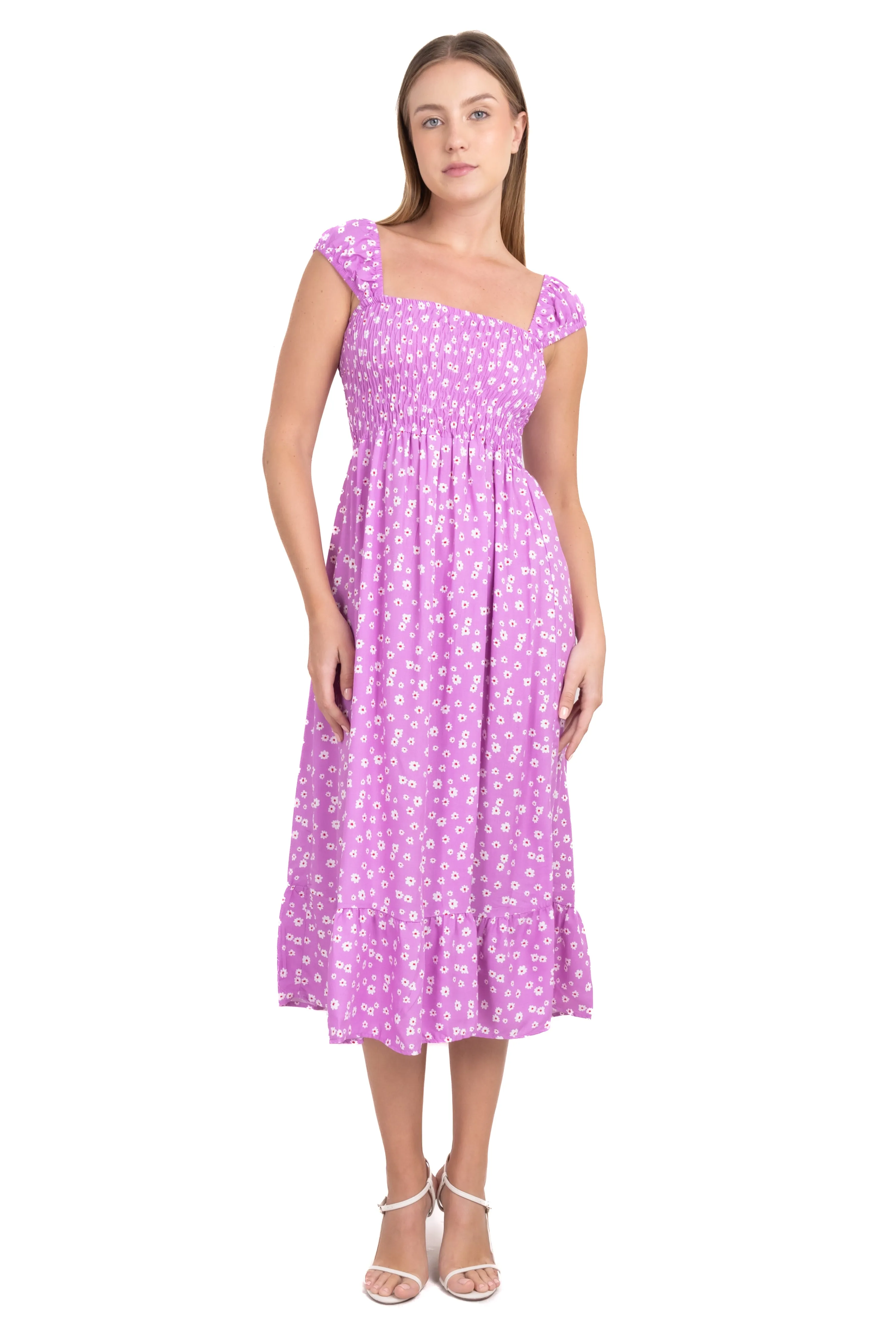Vestido midi fruncido flores sold by Shasa product image thumbnail 2