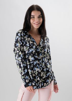 Camisa satinada flores sold by Shasa