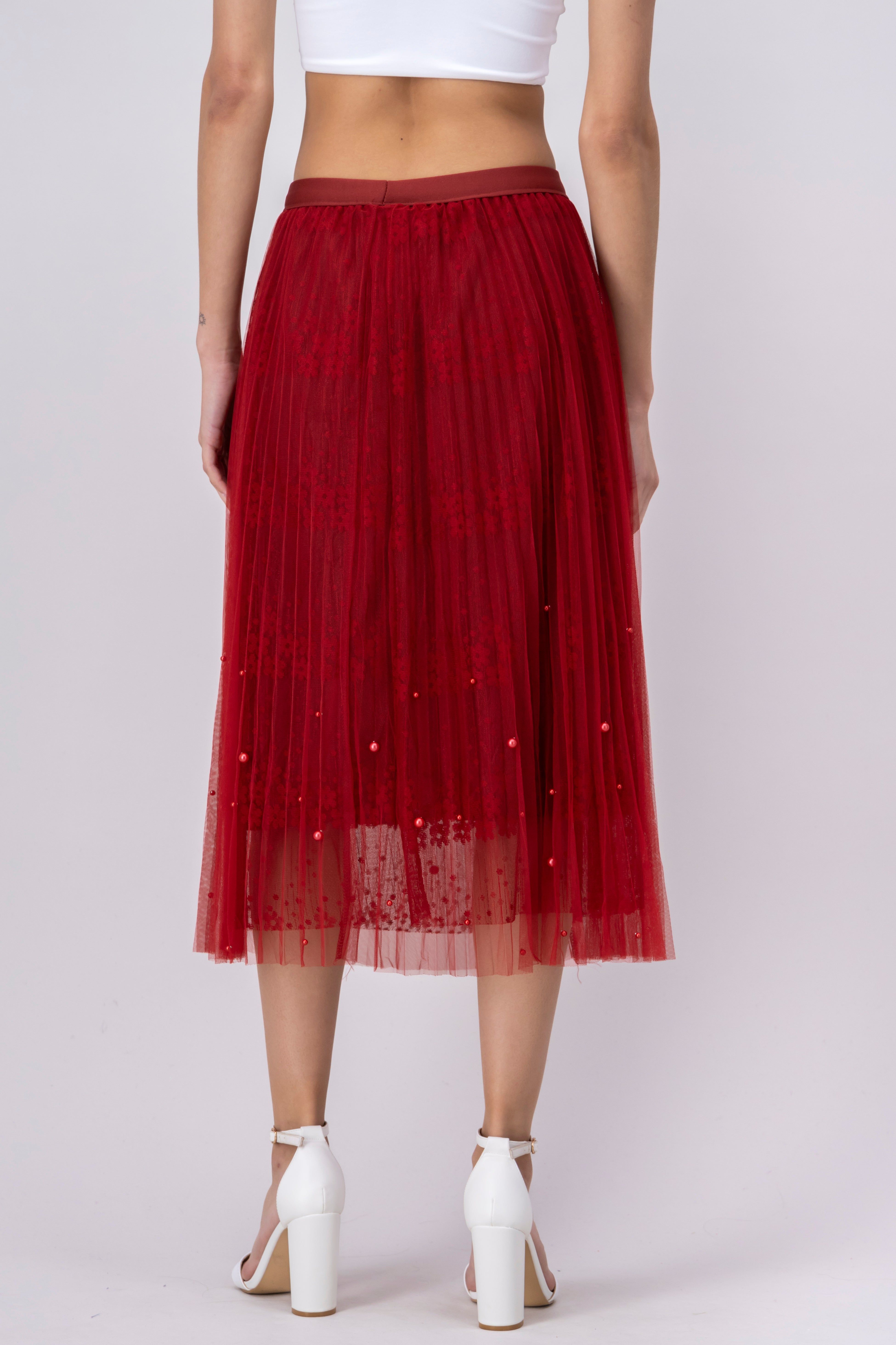 Falda midi plisada encaje flores sold by Shasa product image thumbnail 4