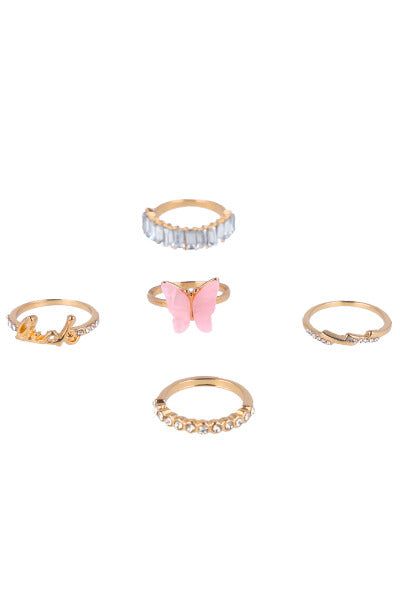 Set 5 anillos mariposa sold by Shasa