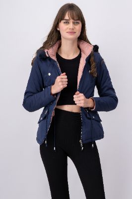 Chamarra parka reversible gorro peluche sold by Shasa