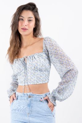 Blusa crop manga larga flores sold by Shasa