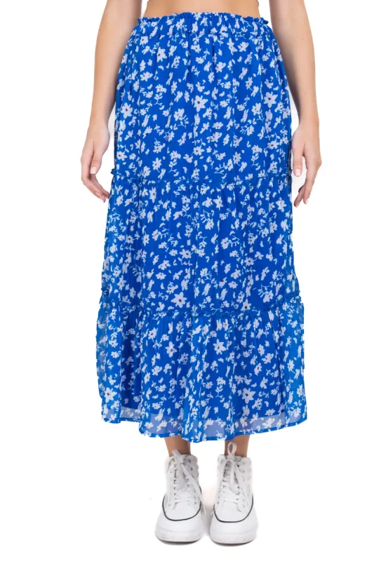 Falda midi cintura elástica flores sold by Shasa