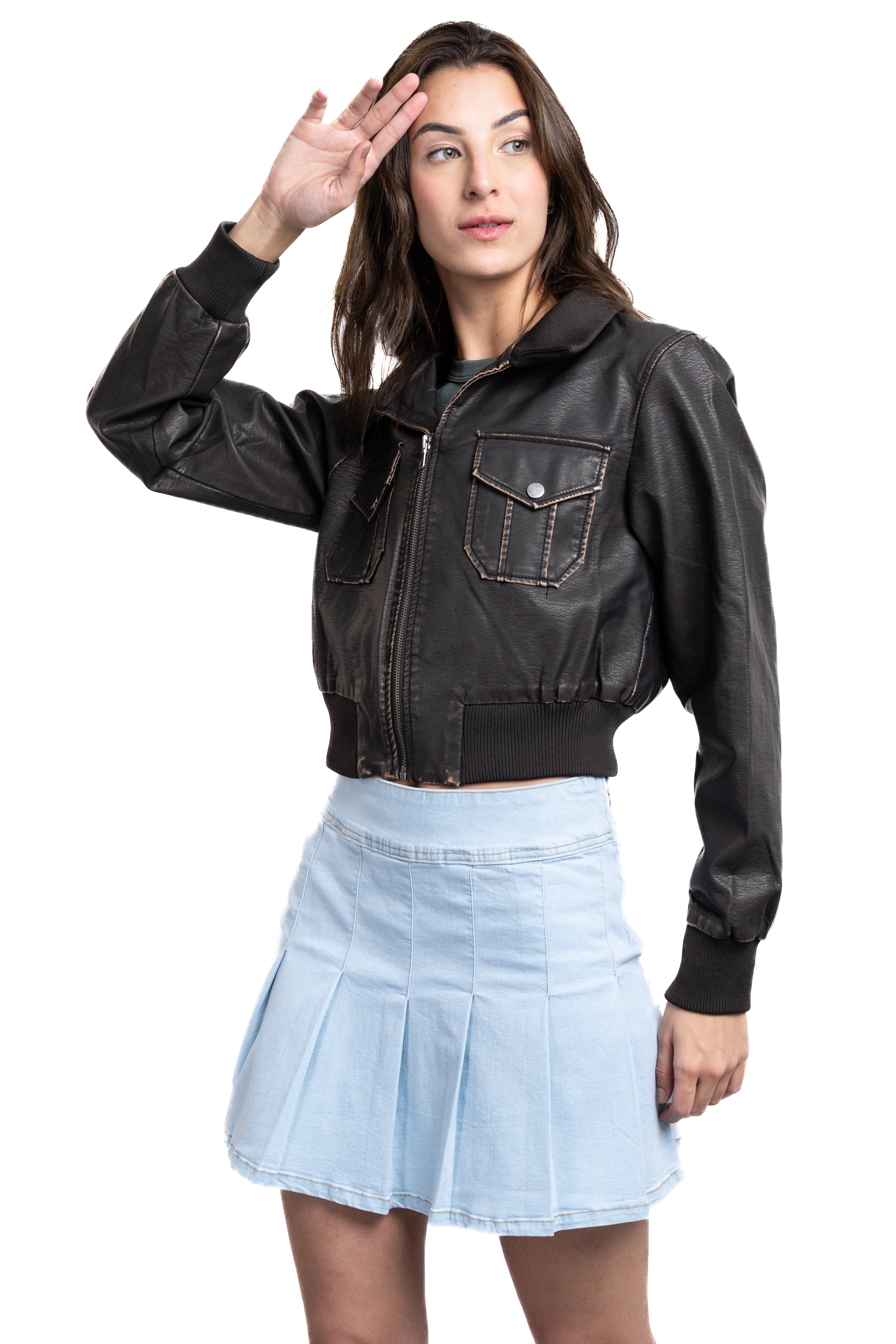 Chamarra bomber efecto piel desgaste sold by Shasa product image thumbnail 2