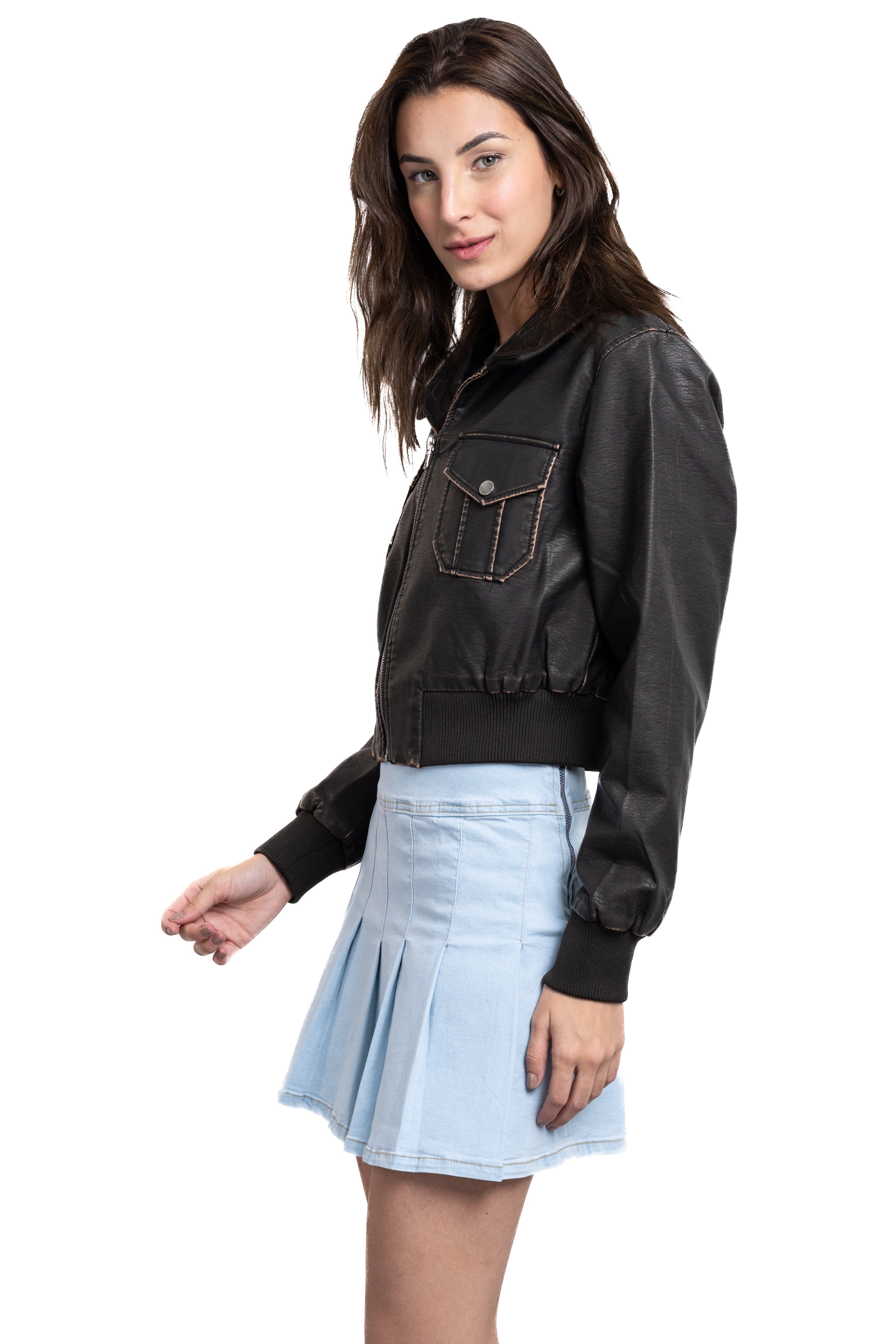 Chamarra bomber efecto piel desgaste sold by Shasa product image thumbnail 3