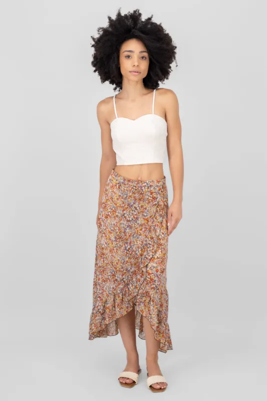Midi falda envolvente flores sold by Shasa
