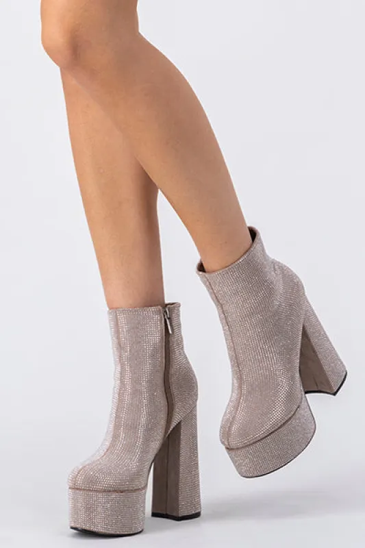 Botín plataforma brillos sold by Shasa