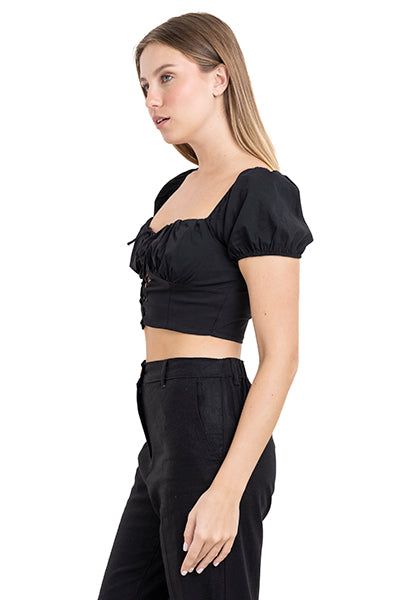 Top crop lace up monocolor sold by Shasa product image thumbnail 3