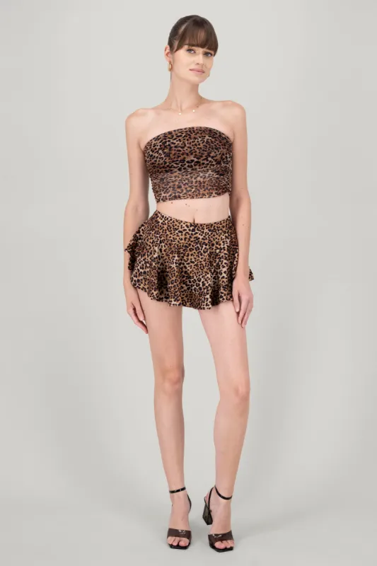 Falda doble olan estampado animal print sold by Shasa